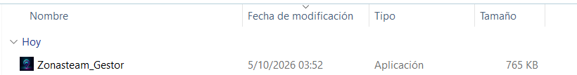 Paso 1: archivo Zonasteam_Gestor.exe en la carpeta de descargas